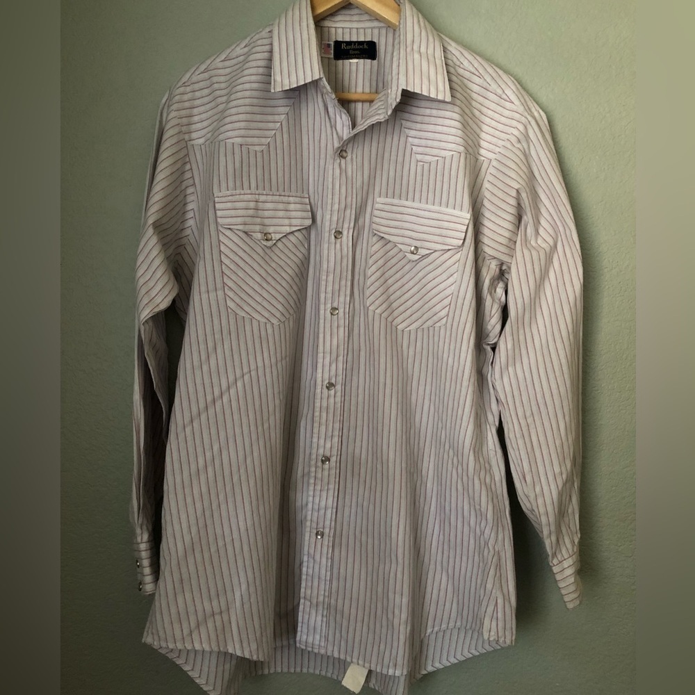 Vtg Ruddock Bros Shirt Maker Long Sleeve Shirt Pearl snap Buttons Mens XL XL?